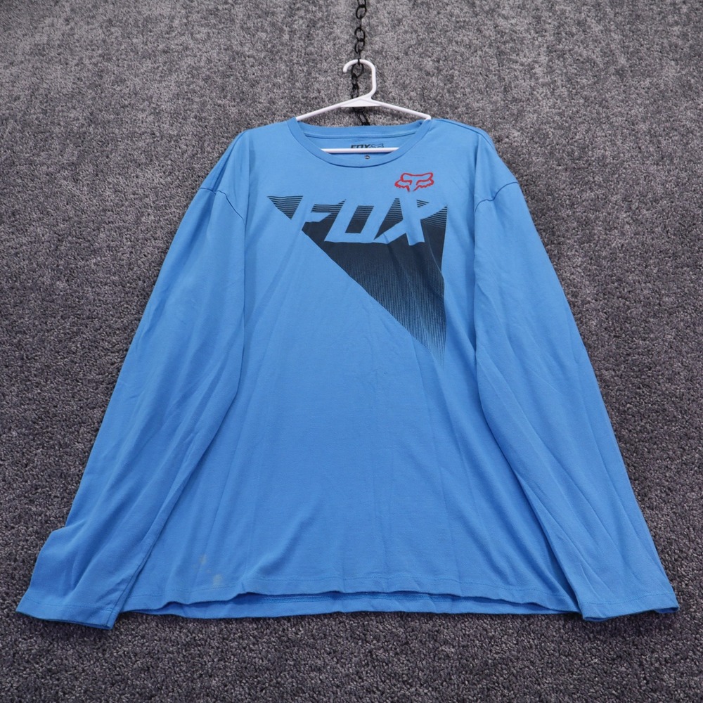 Fox Racing Shirt Mens 2XL Blue Long Sleeve Graphic Tee Motocross Racing